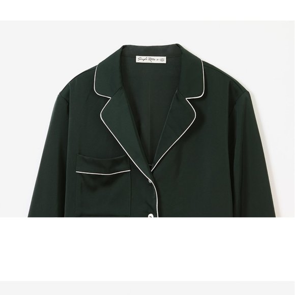 NWOT Simple Retro Dark Green Blouse - Picture 12 of 12